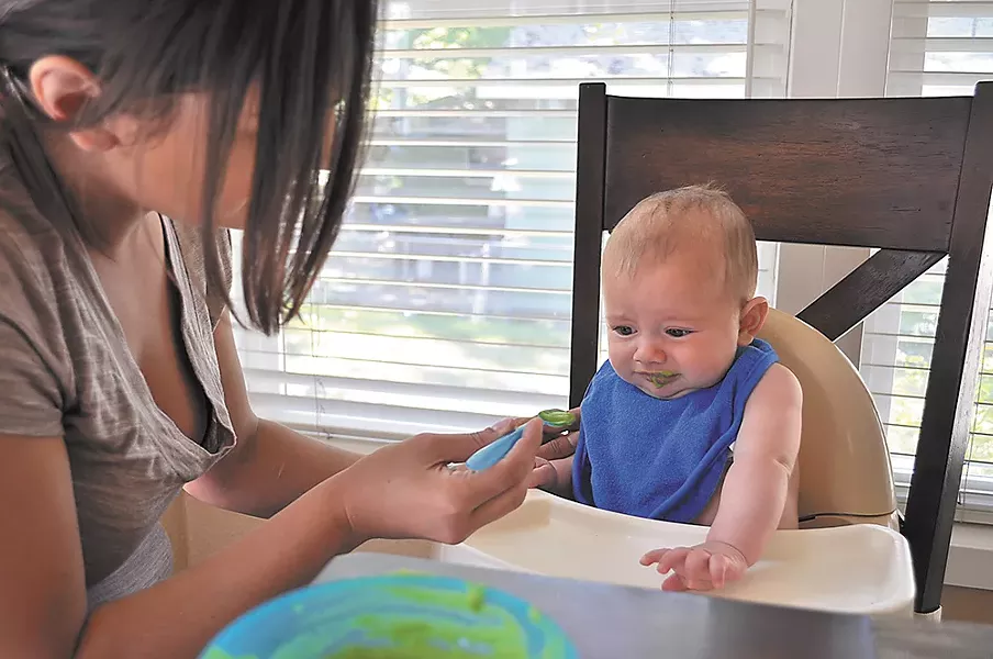 Baby Ansel gets solid food for the first time. - SARAH WURTZ