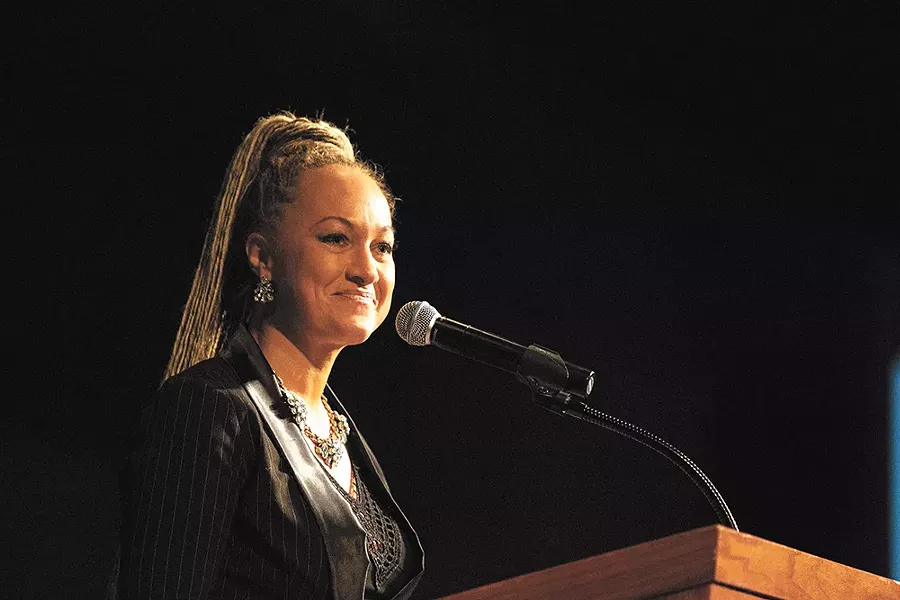 Rachel Dolezal at a local MLK rally in January of this year. - YOUNG KWAK