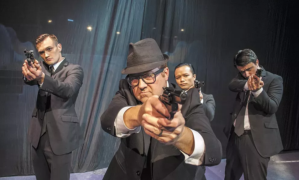 FROM LEFT: Easton Townsend, Michael Hynes, Denny Pham and Nathan Hoyt on the set of Catch Me If You Can. - SARAH PHILP