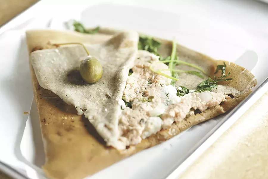 A salmon and capers crepe from Fleur de Sel's new spot on Grand Boulevard. - YOUNG KWAK