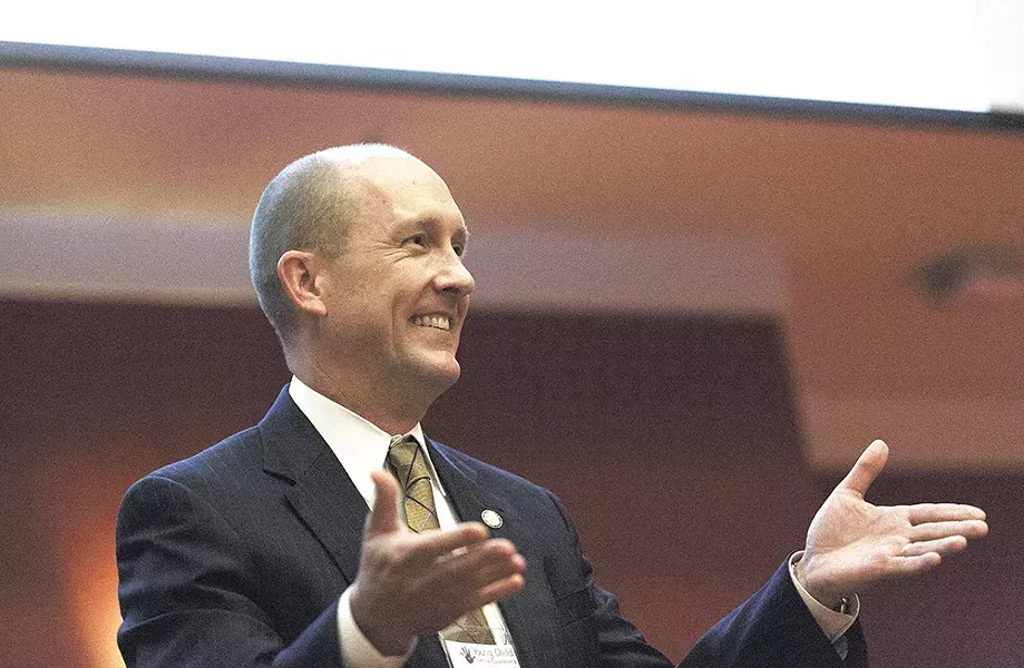 Whitworth President Beck Taylor speaking at the Young Child Expo on October 2. - YOUNG KWAK
