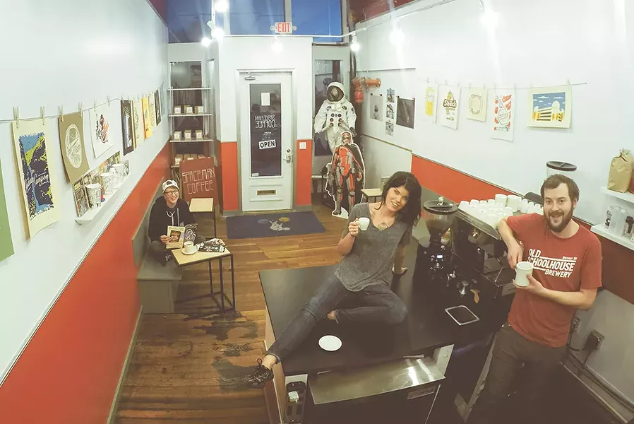 Spaceman Coffee co-owners (left to right) Kristen Black, Kaiti Blom and Brandon Nelson. - KRISTEN BLACK