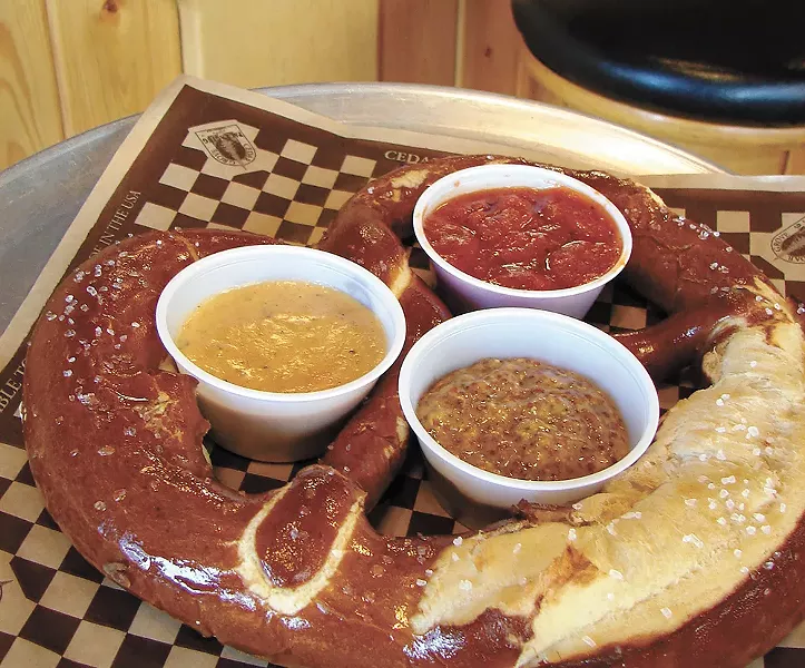 Laughing Dog's wood-fired pretzel. - CARRIE SCOZZARO PHOTO