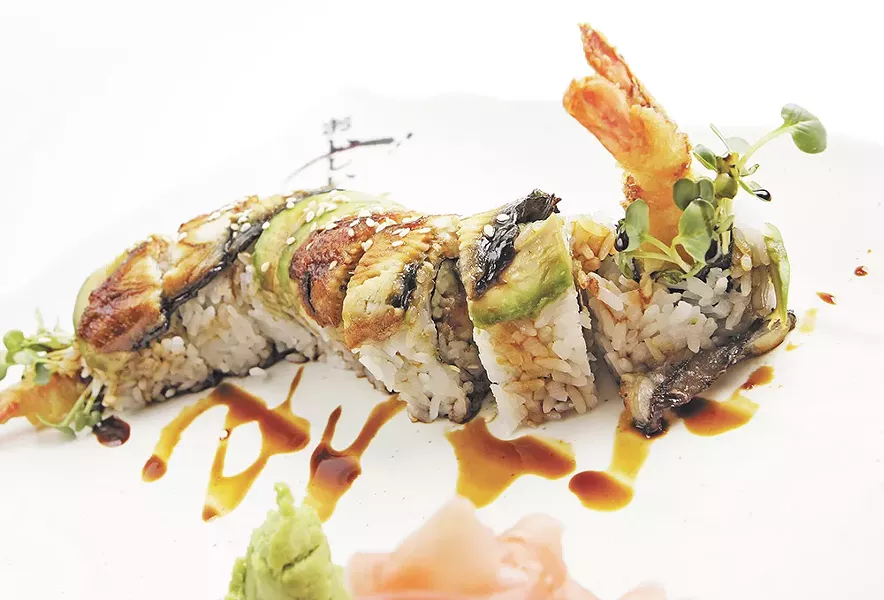 The dragon roll is artfully plated at Sushi.com. - YOUNG KWAK