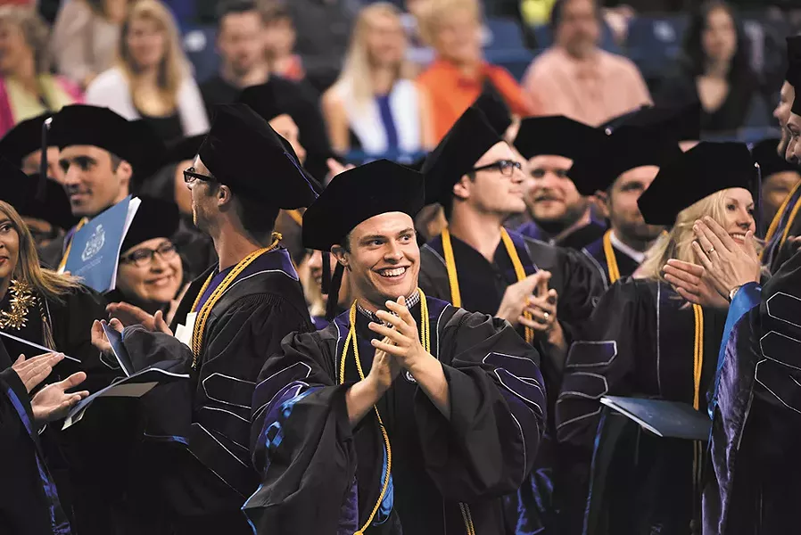 Gonzaga law students celebrate commencement at McCarthey Athletic Center.
