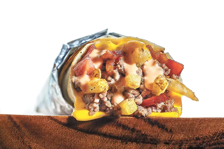 The All American: It's a cheeseburger and fries in burrito form.