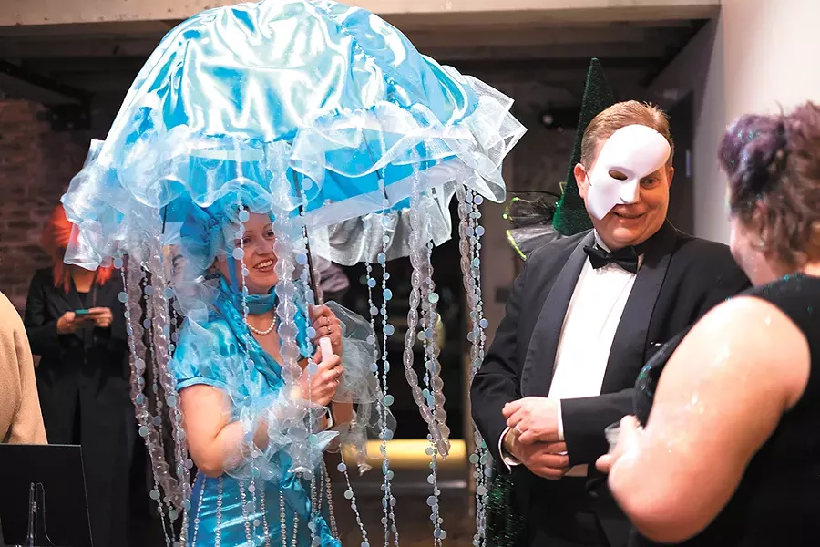 Many Spokane Arts Awards attendees, like Kitty Klitzke (left), went all out on their costumes. - HECTOR AIZON
