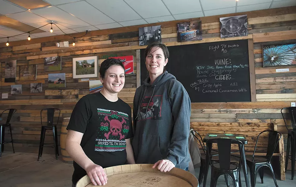 Badass Backyard Brewing owner Charlene Honcik (left) and head brewer Kendra Wiiest in the brewery's new location. - DEREK HARRISON