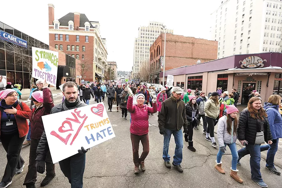 Thousands turned out for Spokane's march. - YOUNG KWAK