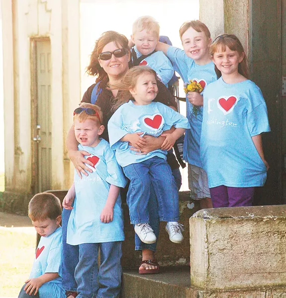 Connie Kerbs, a longtime former foster parent, with some of her children.