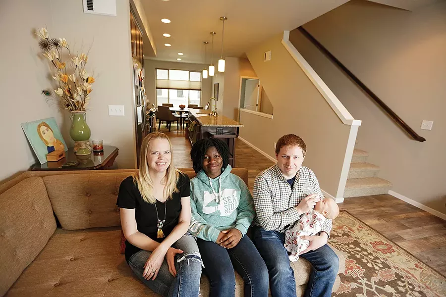 The Shears family — Sarah, Simone, Eric and baby Harvey (left to right) ­— at home in Kendall Yards. - YOUNG KWAK