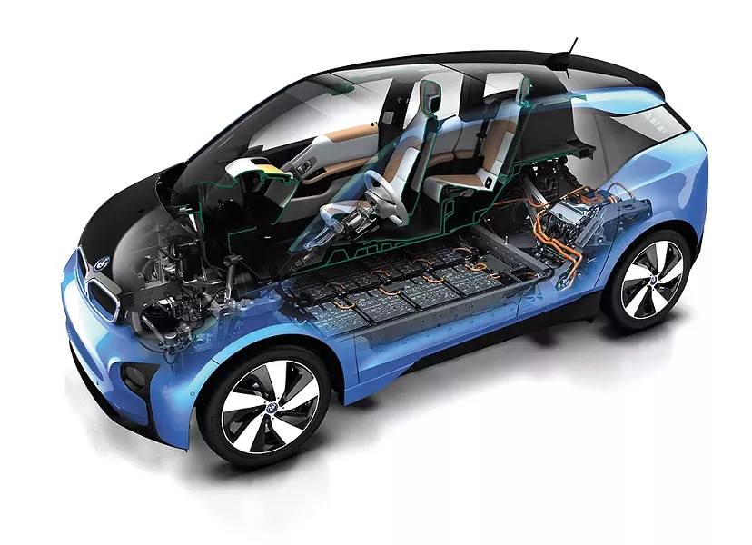 The electric BMW i3's passenger compartment is made from strong, lightweight carbon fiber manufactured in Moses Lake. - BMW PHOTO