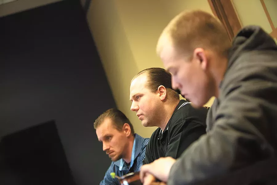 "I didn't know what he looked like until he came in and sat down on the stand," Tyler Gassman (right) says of the jailhouse informant who testified against him. - YOUNG KWAK