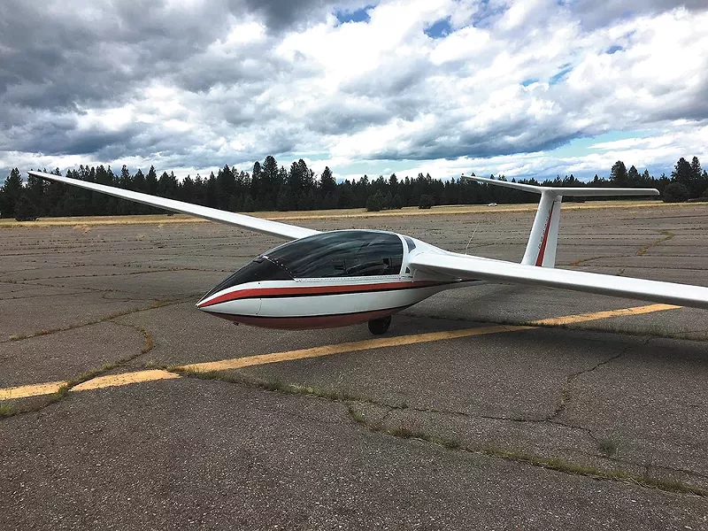 The Spokane Soaring Society's advanced training glider (left) — a Lark IS-28B2 — is a fully acrobatic two-seater. - MITCH RYALS