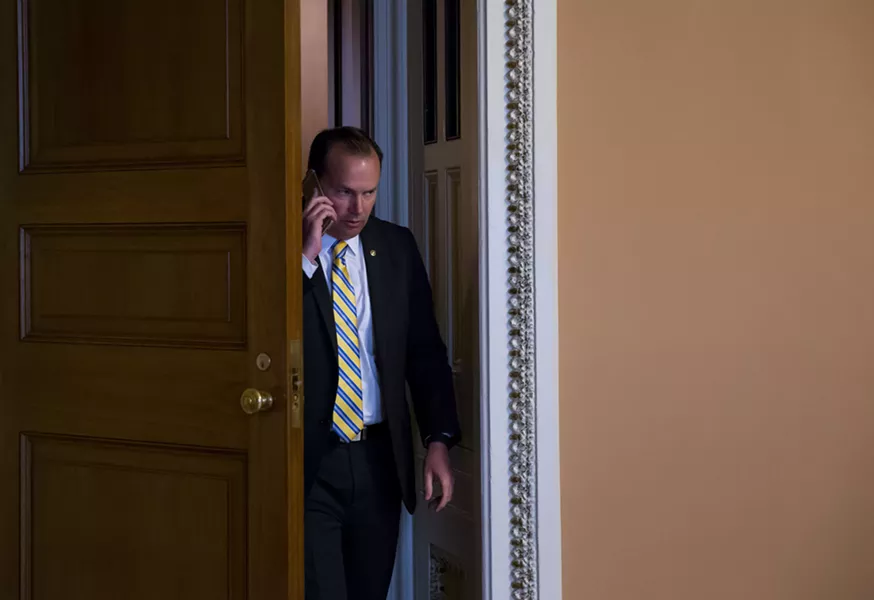 Sen. Mike Lee (R-Utah) on Capitol Hill in Washington, July 13, 2017. Republican Sens. Jerry Moran (R-Kansas) and Lee declared July 17 night they would oppose the Senate Republican bill to repeal the Affordable Care Act, for now killing a seven-year-old promise to overturn President Barack Obama’s signature domestic achievement. - ERIC THAYER/THE NEW YORK TIMES