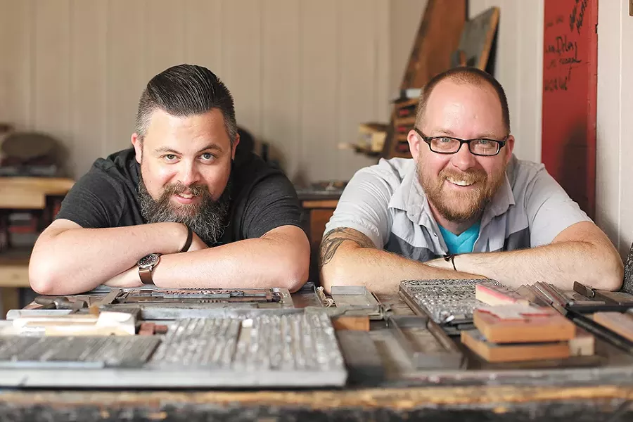 Millwood Print Works was founded by local printing experts Derek Landers (left), Thom Caraway and Bethany Taylor (not pictured). - YOUNG KWAK