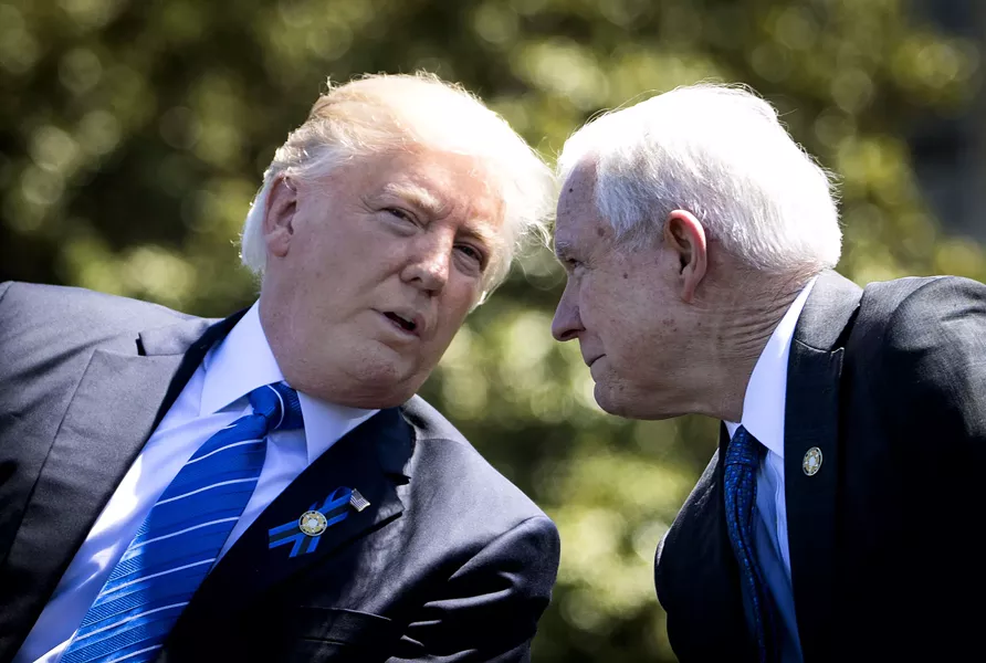 President Trump and Attorney General Jeff Sessions - DOUG MILLS/THE NEW YORK TIMES
