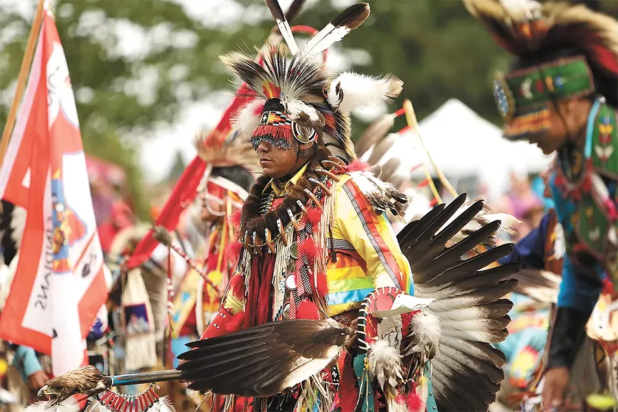 Roberto Vargas dances during the grand entry at last year's Gathering at the Falls. - YOUNG KWAK