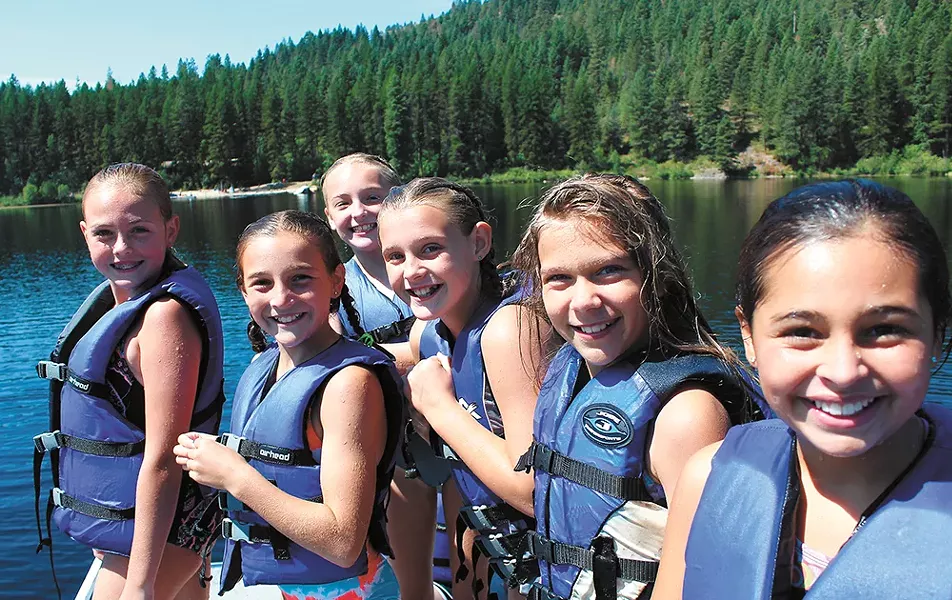 Some of the more than 1,600 campers — nearly a record — enjoy the same waters this summer. - CAMP SPALDING PHOTOS