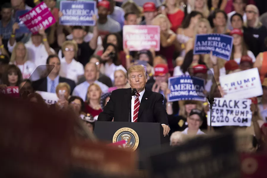 President Donald Trump holds a rally in Phoenix, Aug. 22, 2017. - TOM BRENNER/THE NEW YORK TIMES