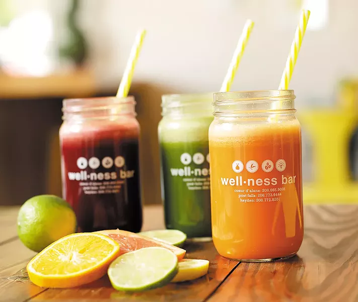 A sampling of juices from the Wellness Bar. - YOUNG KWAK