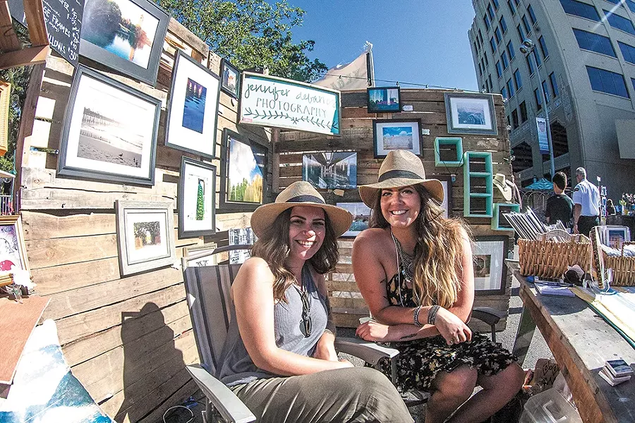 Photographer Jennifer DeBarros (right) and friend Haley Durgin showcase DeBarros's photography at Bazaar. - MEGHAN KIRK