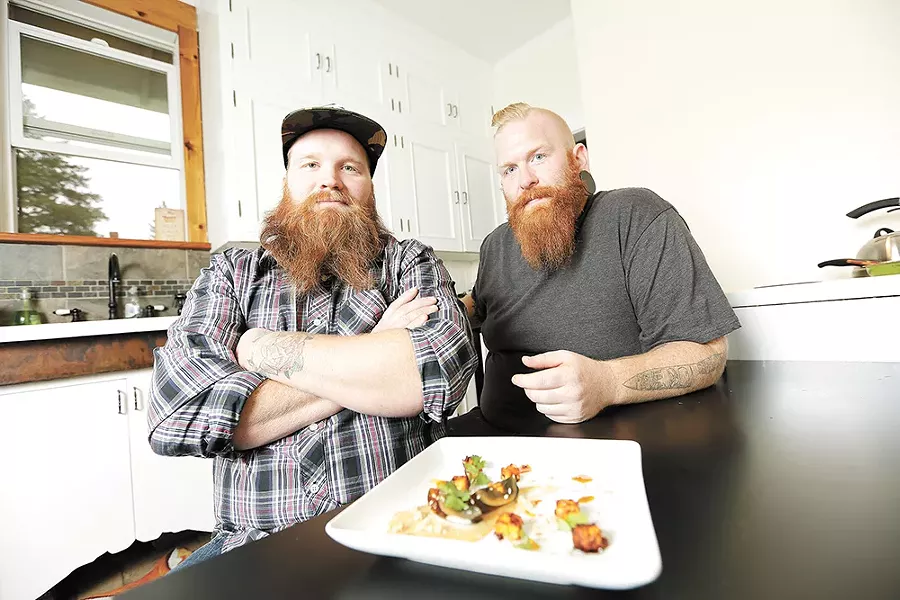 Chefs Matt Johnson (left) and Kyle "Freak" Bowlby take dining to new heights with their cannabis-infused dinner. - YOUNG KWAK