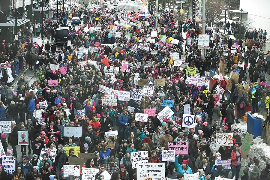Last year's Women's March drew thousands to downtown Spokane. - YOUNG KWAK