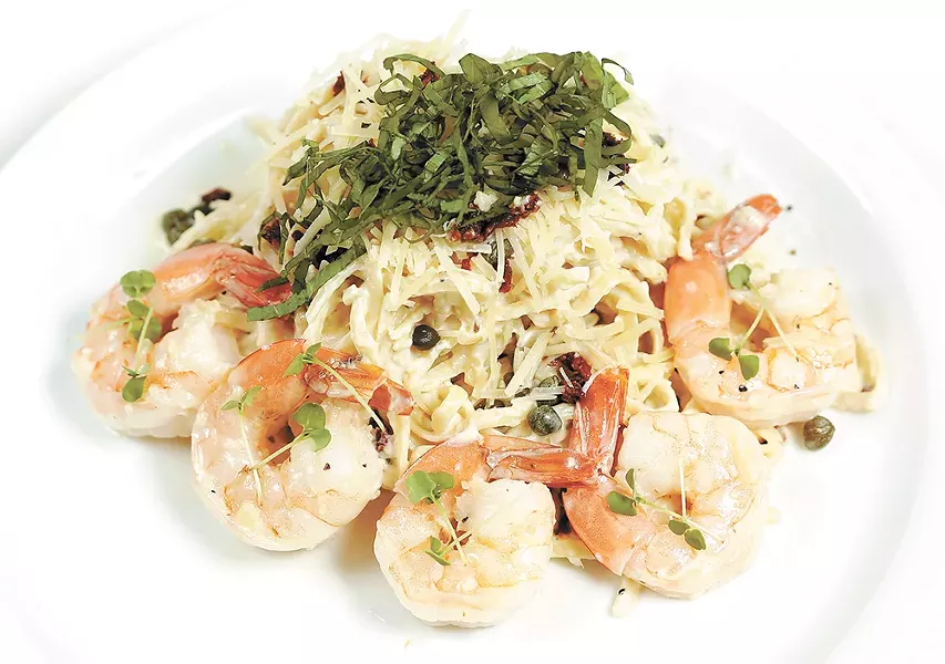 Prawn linguini from Wiley's Downtown Bistro