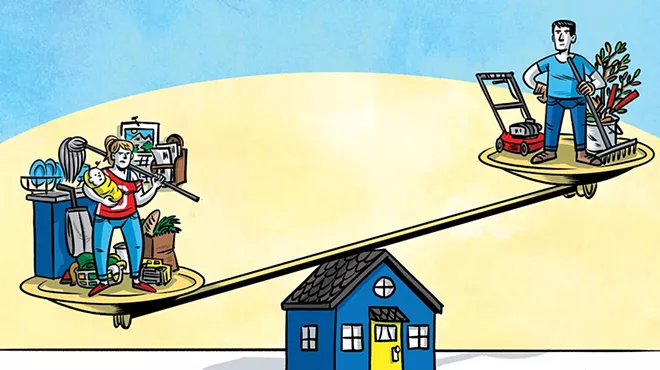 A 2018 survey from the U.S. Bureau of Labor Statistics found women spent an average of 2.17 hours a day on housework while men spent about 1.36 hours on average.