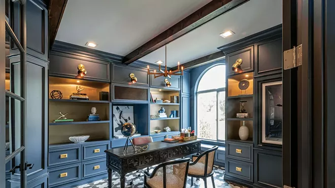 Design for the PPL's Erin Haskell Gourde redesigned this standard-issue home office for a client who wanted a dramatic Old World feel.