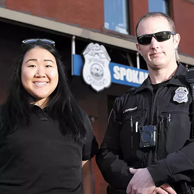 Jae Dobbs with Officer Joe Dunsmoor.