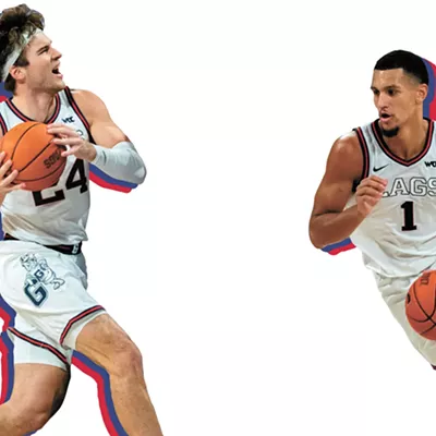 Corey Kispert (left) and Jalen Suggs