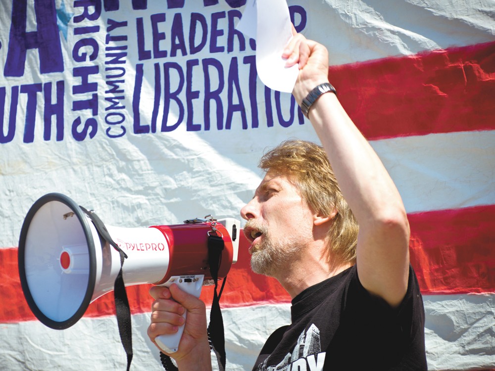 Wayne Spitzer, at an Occupy rally last weekend, is making a run for the state Legislature. - COLIN BISHOP