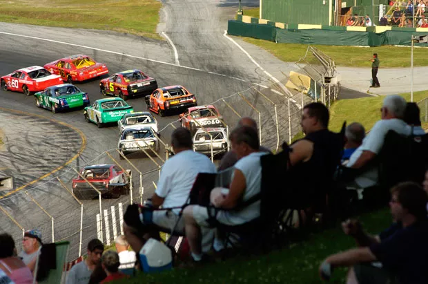 Fans watch a race at Thunder Road SpeedBowl