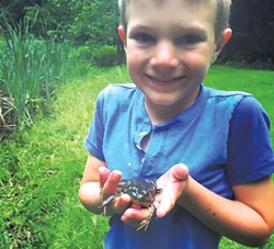 Theo and an amphibious friend