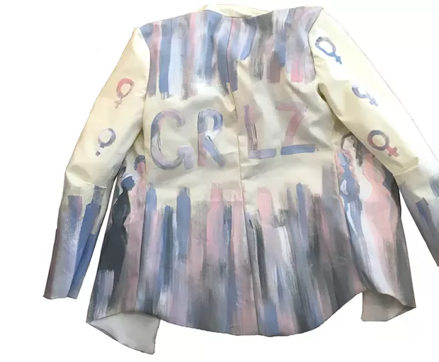 Painted jacket and dress by Campbell Whalen for STRUT 2017 - COURTESY OF CAMPBELL WHALEN
