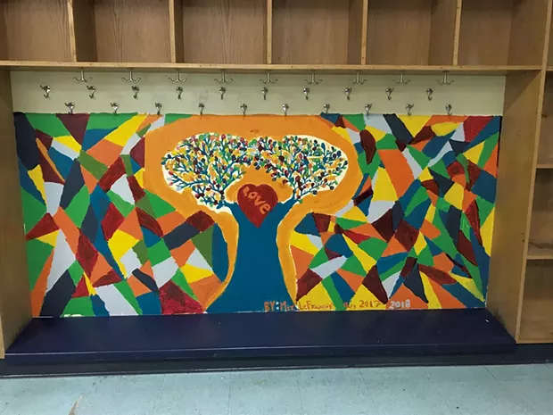 A coat closet mural