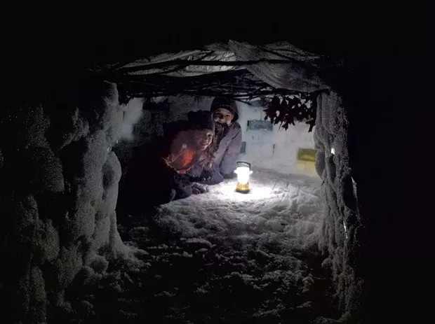 Kimberly Harrington’s - children, Hawthorne and - Walker Hughes, in their igloo - COURTESY OF KIMBERLY HARRINGTON