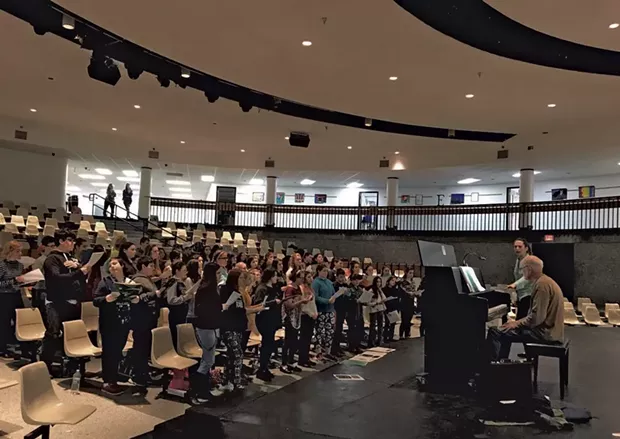 Jessie Pierpont directs middle school chorus students earlier this year