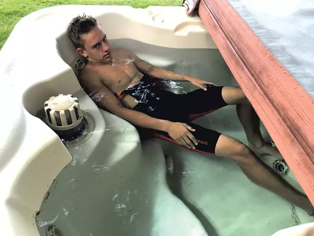 Relaxing after the swim
