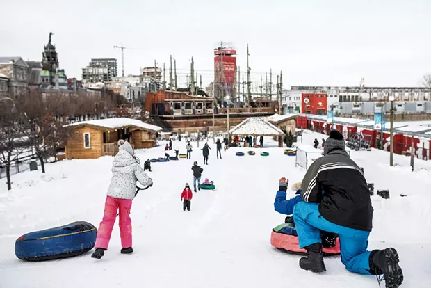 Snow tubing in Montréal's Old Port - COURTESY OF VOILES EN VOILES