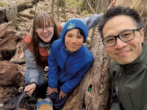 Heather with husband Ben and son Jesse in Burlington's Arms Forest - COURTESY OF BEN WANG