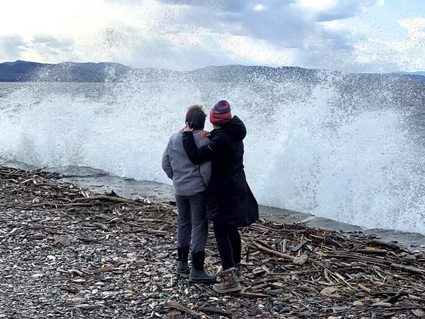 Observing choppy Lake Champlain from Shelburne Farms