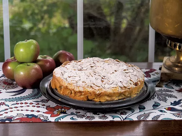Sliced almonds give this cake a nice crunch - ANDY BRUMBAUGH<