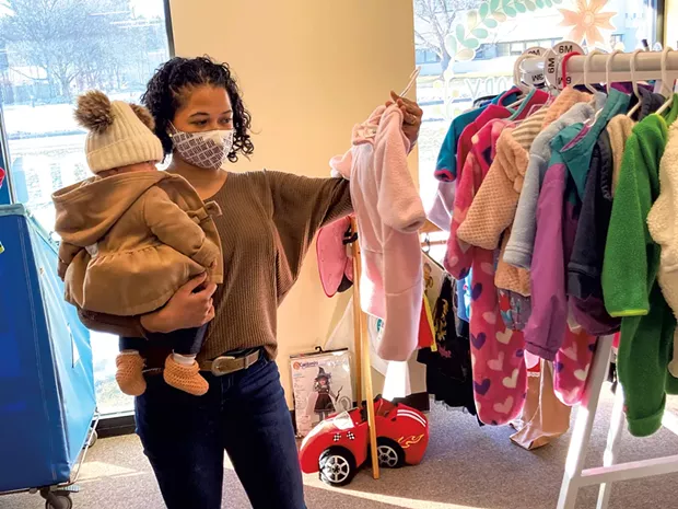Maria and her daughter shopping at Boho Baby in Williston - MARIA MUNROE