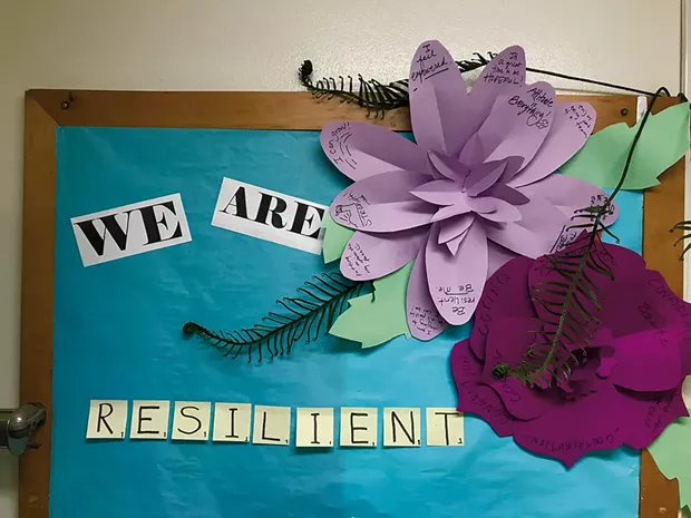 A collaborative art display at Lyman C. Hunt Middle School - COURTESY OF SANDY HAWKES