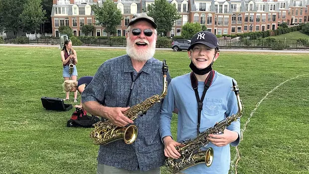 Craig Olzenak reunited with student Felix during the Burlington Discover Jazz Fest - COURTESY OF BENJAMIN ROESCH