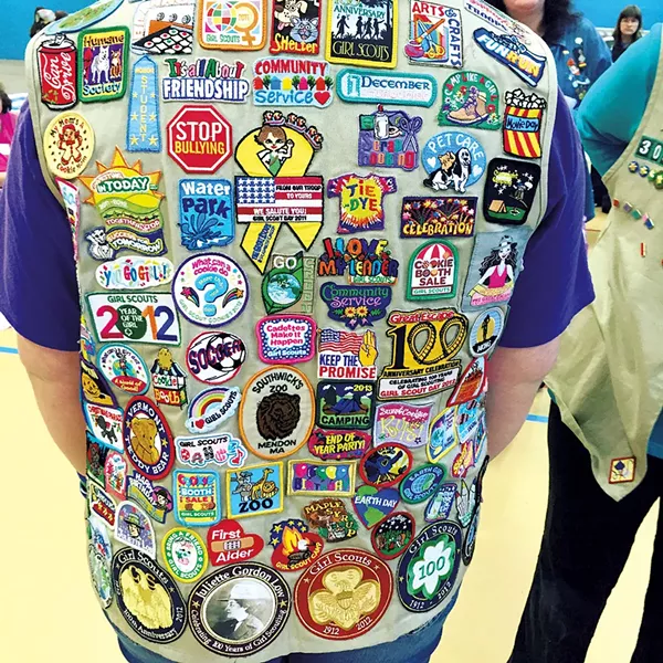 The vest of veteran Girl Scout Desiree Herring - ALISON NOVAK