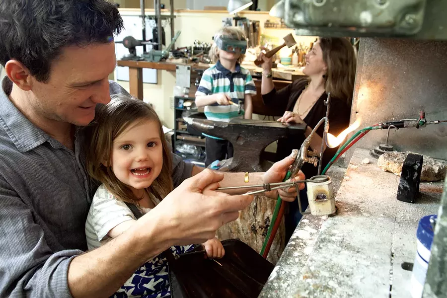 Dad: Jacob Albee, designer/co-owner at Jacob Albee Goldsmith, 40 - Mom: Kristin Albee, business manager/co-owner at Jacob Albee Goldsmith, 38 - Kids: Son, Axel, 5, and daughter, Noël, 3 - MATTHEW THORSEN
